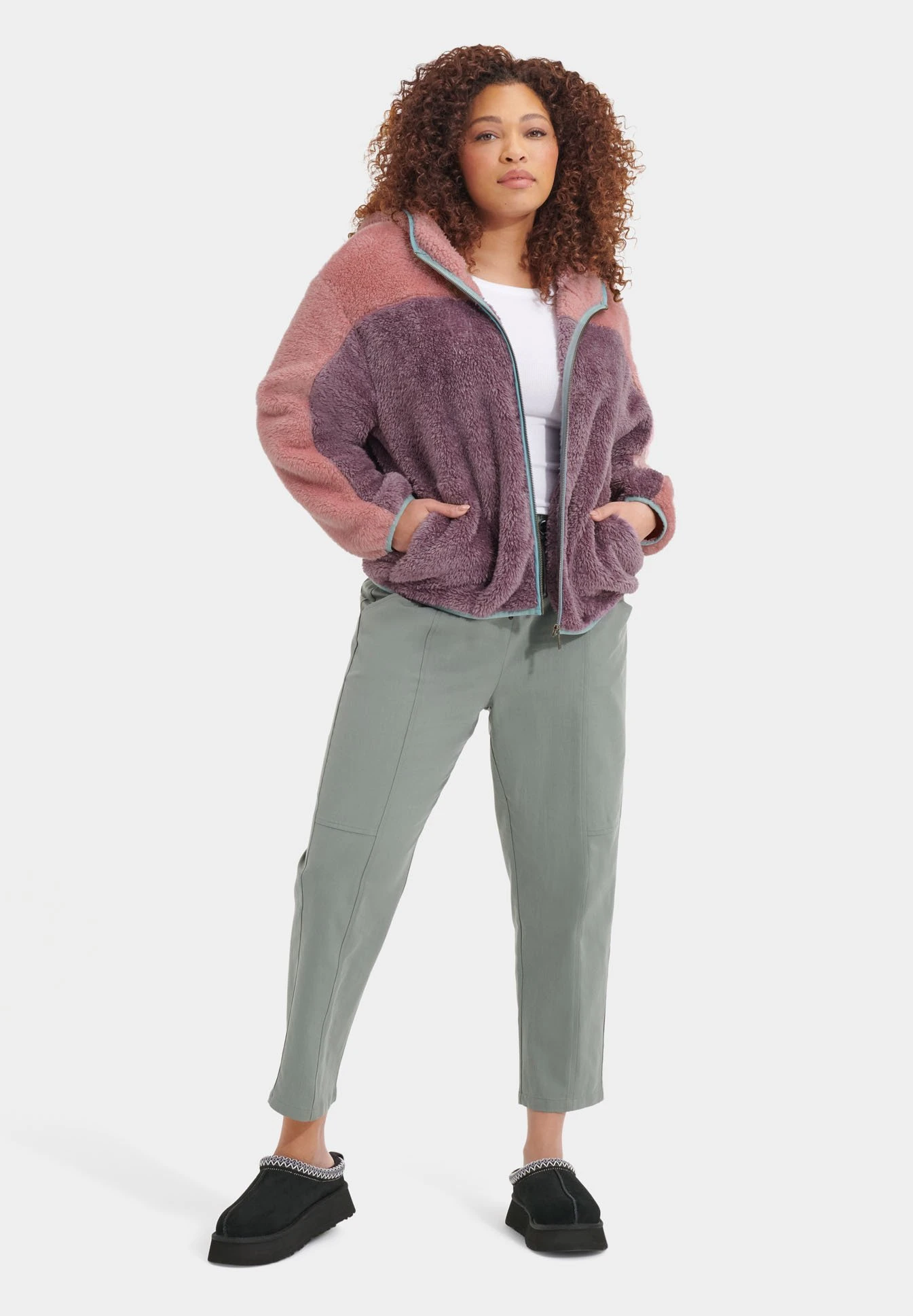 Ugg Sheila Sherpa F Zip - Fleecejas - Clay Pink Mauve - Afbeelding 2